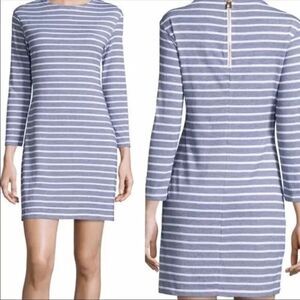 Sail to Sable Textured Knit Stripe Long Sleeve Dress in Navy Woman’s Size L